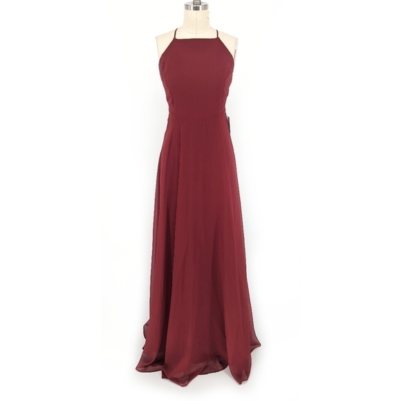 NEW Lulus Halter Open Back Maxi Dress Red S wedding formal bridesmaid evening - Picture 1 of 7